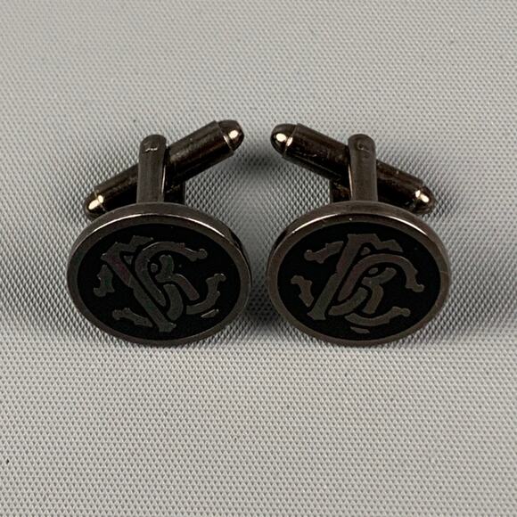 JUST CAVALLI Black Silver Cuff Links - Picture 1 of 4